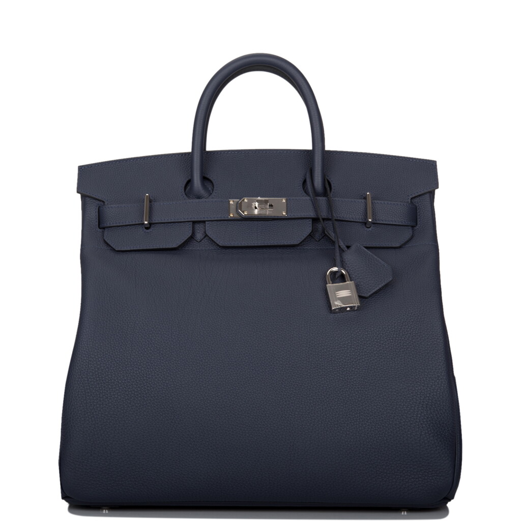 View full screen - View 1 of Lot 3. HERMÈS | BLEU NUIT HAC BIRKIN 40CM IN TOGO LEATHER WITH PALLADIUM HARDWARE.