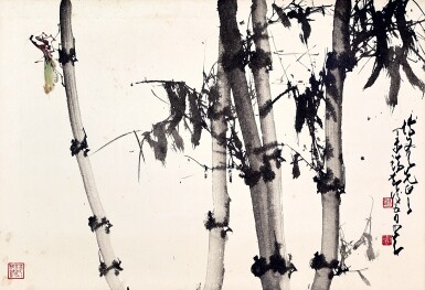 View full screen - View 1 of Lot 904. 趙少昂 墨竹螳螂 | Zhao Shao'ang, Bamboo and Grasshopper.