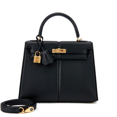View full screen - View 1 of Lot 5655. Limited Edition Black Swift Kelly Padded 25 Sellier Gold Hardware, 2023.