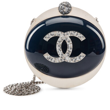 View full screen - View 1 of Lot 5522. Limited Edition Navy Resin and Swarovski Crystal Evening on the Moon Minaudiere Silver Hardware, 2017-18.