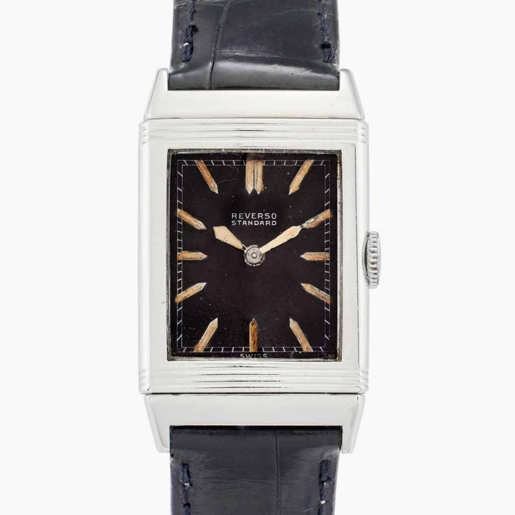 View full screen - View 1 of Lot 42. Reverso Standard | An early stainless steel reversible wristwatch, Circa 1931.