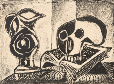 View full screen - View 1 of Lot 417. PABLO PICASSO | LE PICHET NOIR ET LA TÊTE DE MORT (B. 395; MOURLOT 35).