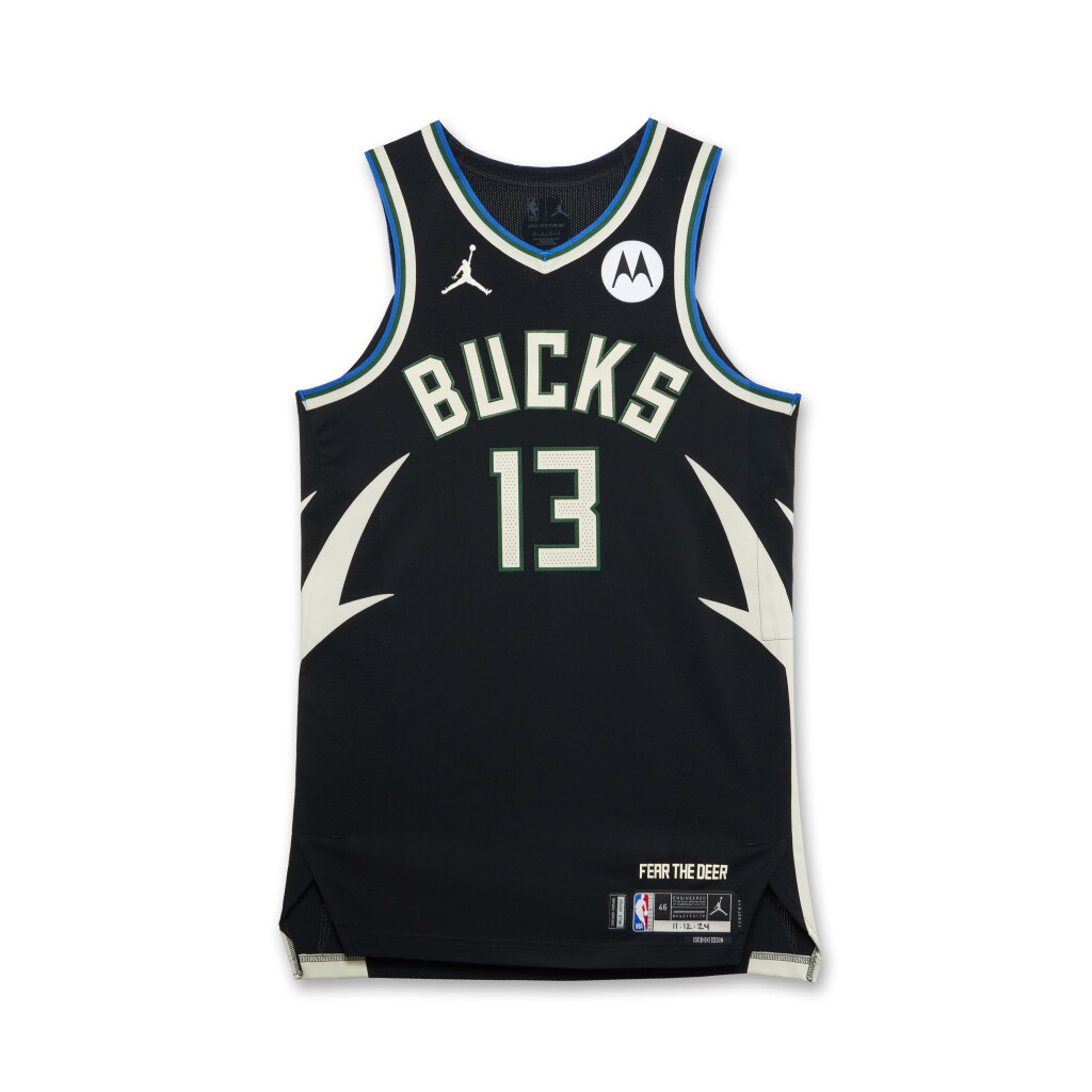 View full screen - View 1 of Lot 83. Ryan Rollins Milwaukee Bucks 2024-2025 Emirates NBA Cup Game Worn Statement Edition Jersey.