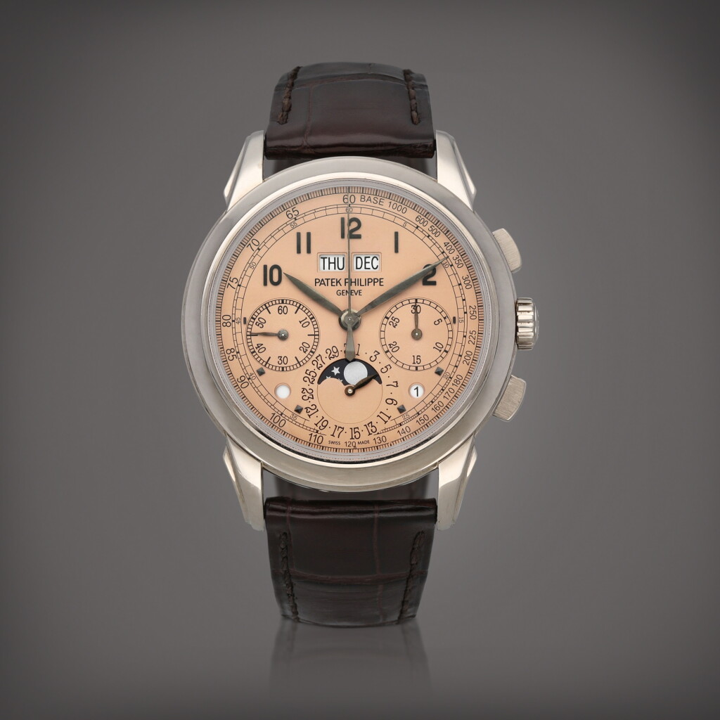 View full screen - View 1 of Lot 153. Reference 5270G-001 A white gold perpetual calendar chronograph wristwatch with moon phases, leap-year and day/night indication Circa 2011 | 百達翡麗 | 型號 5270G-001 白金萬年曆計時腕錶備月相、閏年及晝夜顯示,製作年份約 2011.
