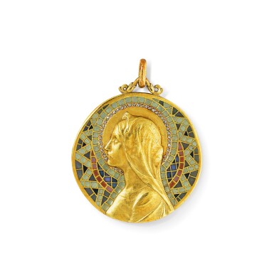 View full screen - View 1 of Lot 25. Masriera | Pendentif émail et diamants | Enamel and diamond pendant.