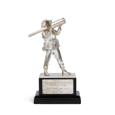 View full screen - View 1 of Lot 1173. ROYAL: An English Silver Sculpture of a Military Figure, Garrard, London, 1982.