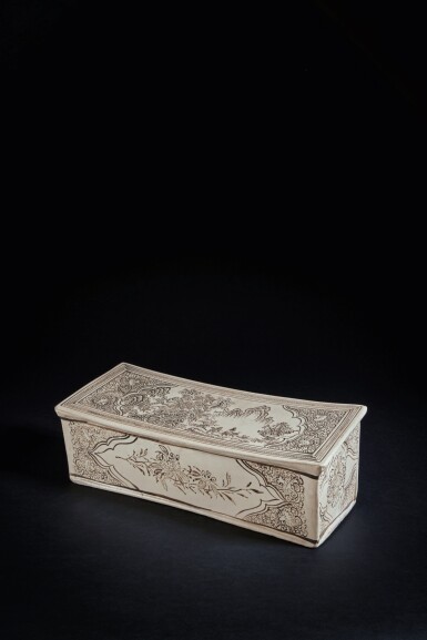 全螢幕檢視 - 查看196元 磁州窰白地黑花開光人物故事圖枕 《張家造》款的1