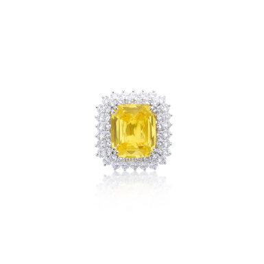 View full screen - View 1 of Lot 824. Yellow sapphire and diamond ring.