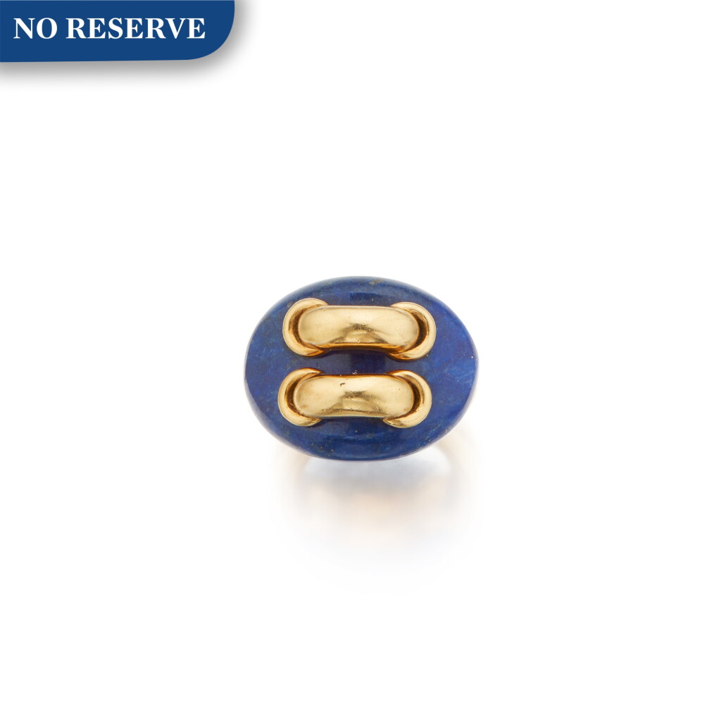 View full screen - View 1 of Lot 368. Aldo Cipullo for Cartier | Gold and Lapis Lazuli Ring.