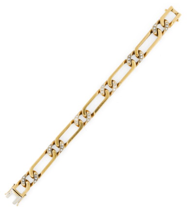 View full screen - View 1 of Lot 128. Bracelet or et diamants | Gold and diamond bracelet.