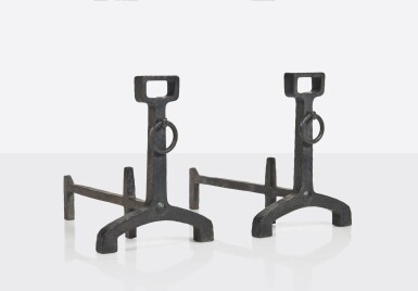 View full screen - View 1 of Lot 382. Unique Pair of Andirons.