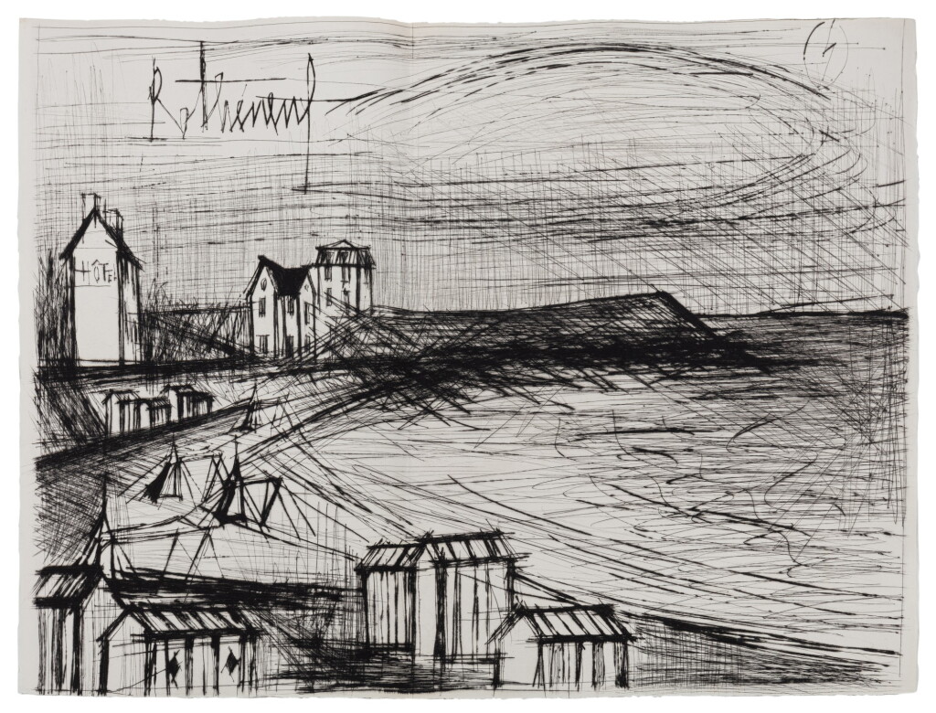 Voir en plein écran - Voir 1 du lot 196. Saint Cast. 1962. 16 pointes-sèches de Bernard Buffet, avec envoi autographe de Buffet. 1/125 ex..