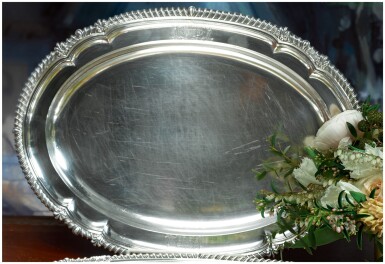 View full screen - View 1 of Lot 33. A REGENCY SILVER MEAT PLATTER, PAUL STORR, LONDON, 1818.