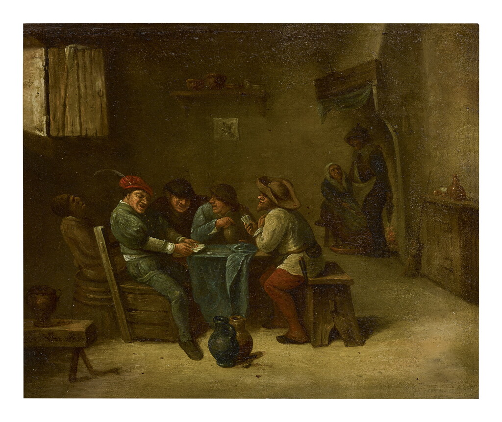 View full screen - View 1 of Lot 206. JAN H. PEYPERS | AN INTERIOR SCENE WITH PEASANTS PLAYING CARDS.