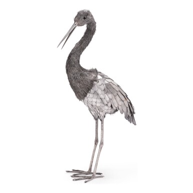 View full screen - View 1 of Lot 376. AN ITALIAN SILVER CRANE, MARIO BUCCELLATI, MILAN, 20TH CENTURY.
