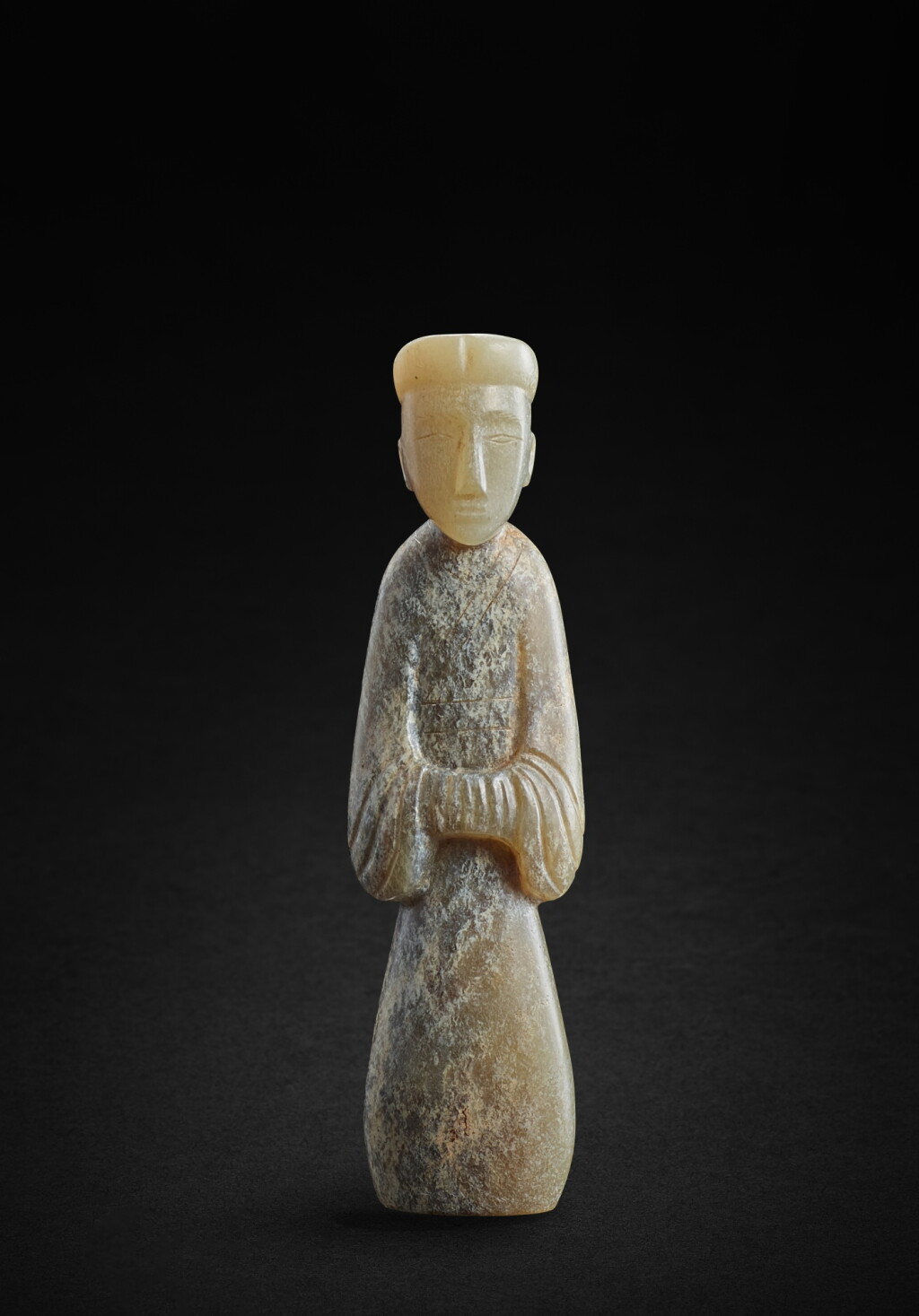 View full screen - View 1 of Lot 951. A jade standing man, Han dynasty | 漢 玉人.