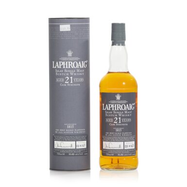 View full screen - View 1 of Lot 225. Laphroaig 21 Year Old Cask Strength 53.4 abv NV (1 BT75).