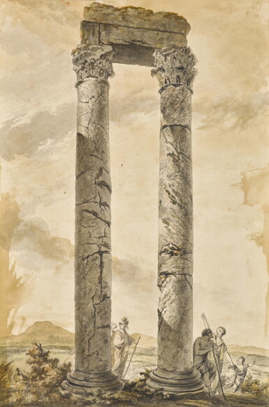 View full screen - View 1 of Lot 55. Figures beside ruins.