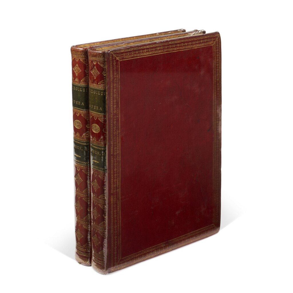 View full screen - View 1 of Lot 239. Vergil, Opera, Parma, Bodoni, 1793, 2 volumes, red morocco gilt.
