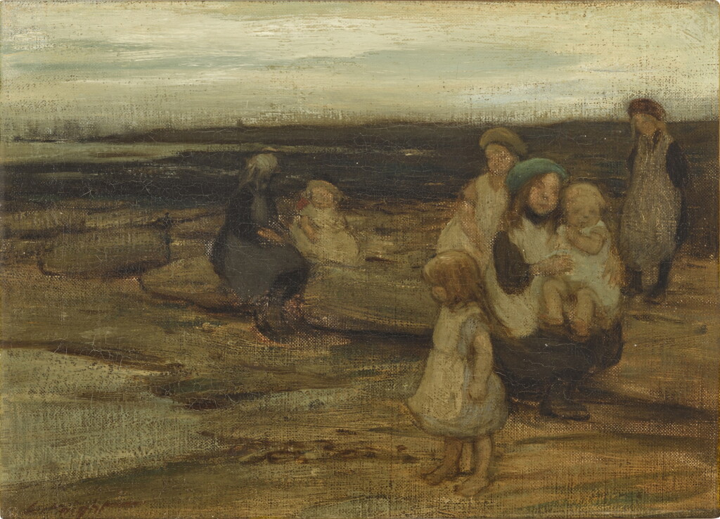 View full screen - View 1 of Lot 626. Children on the beach, Staithes .