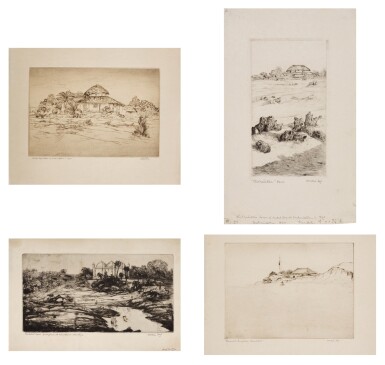 View full screen - View 1 of Lot 51. Pearson's Bungalow, Chandipur; Nandalal Bose's Birthplace at Kharaghpur, Monghyr; Chitralekha House; Mukul Dey's house at Santiniketan in 1932.