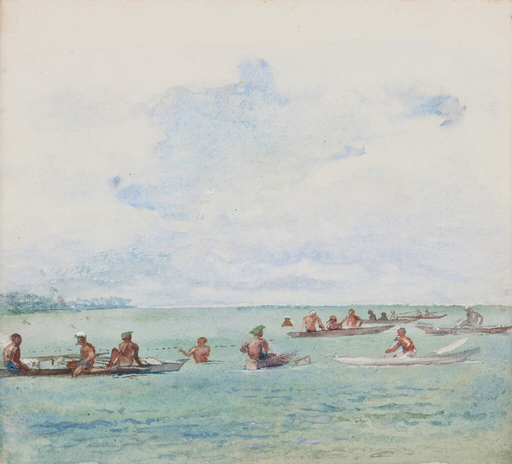 View full screen - View 1 of Lot 331. Fishing Party in Canoes, Samoa.