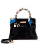 Vintage Black Box Kelly 28 Retourné Gold Hardware, 1963 and Twilly