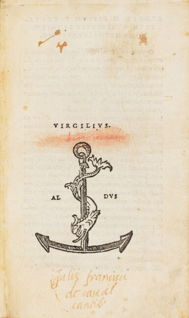 View full screen - View 1 of Lot 51. Diversorum veterum poetarum... Venise, Alde. Édition aldine d'œuvres de Virgile, et seconde édition de ses textes priapiques..
