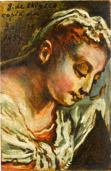 View full screen - View 1 of Lot 335. Volto di donna (copia da Bassano) (Face Of A Woman (After Bassano)).