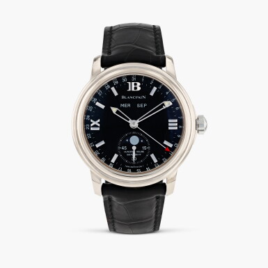 View full screen - View 1 of Lot 434. Leman, reference 2763, white gold triple calendar wristwatch with moonphases, circa 2005.
