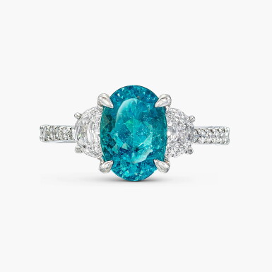 View full screen - View 1 of Lot 1367. Paraíba Tourmaline and Diamond Ring | 2.20克拉「巴西」帕拉伊巴碧璽 配 鑽石 戒指.