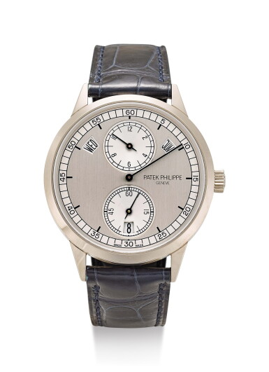 View full screen - View 1 of Lot 359. PATEK PHILIPPE | REFERENCE 5235 A WHITE GOLD ANNUAL CALENDAR WRISTWATCH WITH REGULATOR DIAL, CIRCA 2017.