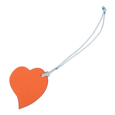 View full screen - View 1 of Lot 148. Hermès Feu/Blue Cobalt Petit H Heart Charm PM.