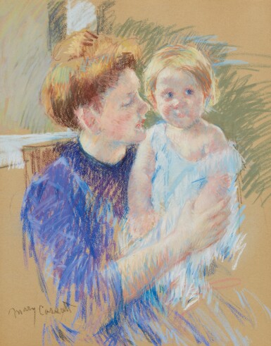 View full screen - View 1 of Lot 37. MARY CASSATT | MOTHER IN PURPLE HOLDING HER CHILD.