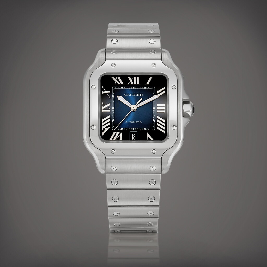 View full screen - View 1 of Lot 8731. Santos, Reference WSSA0030 | A stainless steel wristwatch with date and bracelet, Circa 2021 | 卡地亞 | Santos 型號WSSA0030 | 精鋼鏈帶腕錶,備日期顯示,約2021年製.