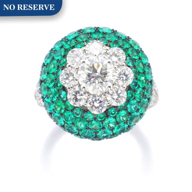 View full screen - View 1 of Lot 35. GRAFF | EMERALD AND DIAMOND RING.