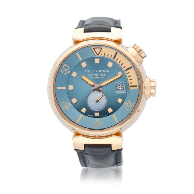 View full screen - View 1 of Lot 33. Tambour Diver, reference Q103E Pink gold automatic wristwatch with date, circa 2005.