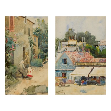 View full screen - View 1 of Lot 61. MAURICE BRAZIL PRENDERGAST | DINARD (TWO WORKS).
