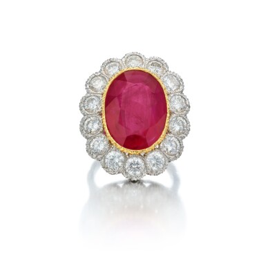 View full screen - View 1 of Lot 328. Ruby and Diamond Ring.