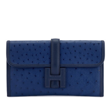 View full screen - View 1 of Lot 564. Bleu France Ostrich and Bleu Saphir Swift Jige Duo Wallet, 2019.