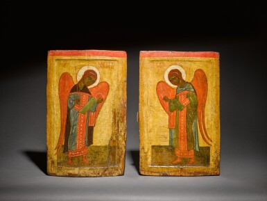 View full screen - View 1 of Lot 11. A pair of icons of the Archangels Michael and Gabriel, Pskov School, 15th century .