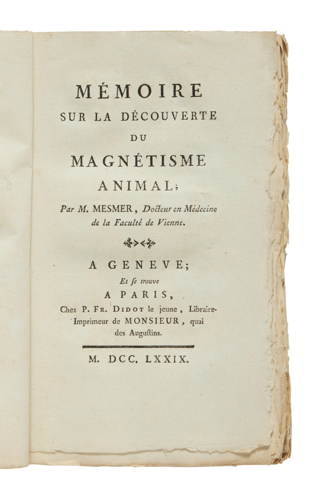 View full screen - View 1 of Lot 1003. Mesmer, Franz Anton | Synthesizing the controversial ideas of "animal magnetism".