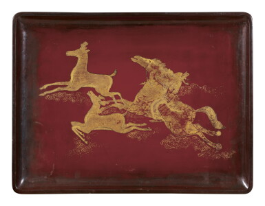 View full screen - View 1 of Lot 250. PHAM HAU 范光厚 | CAVALIER CHASSANT LES BICHES (HORSEMEN CHASING DEER) 騎手逐鹿.