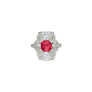View full screen - View 1 of Lot 81. Ruby and Diamond Ring.