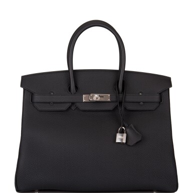 View full screen - View 1 of Lot 42. Hermès Black Birkin 35cm of Togo Leather with Palladium Hardware.