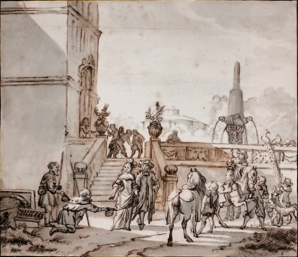 Voir en plein écran - Voir 1 du lot 156. Hunting Party by Steps to a Terrace.