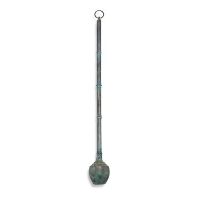 View full screen - View 1 of Lot 520. An archaic bronze 'bamboo' wine retriever, Eastern Zhou dynasty, Warring States period 東周戰國 青銅竹節柄汲酒器.
