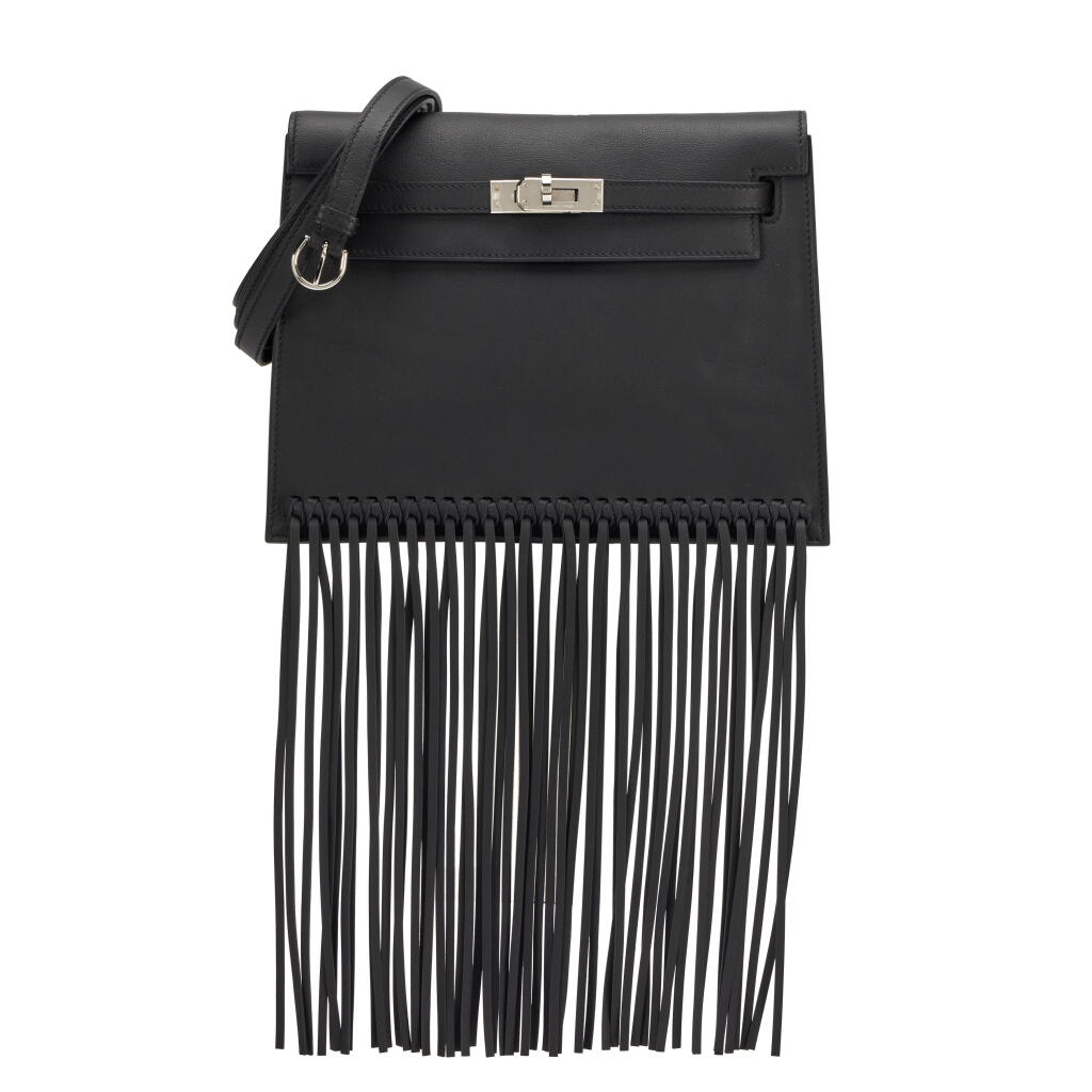 View full screen - View 1 of Lot 141. Limited Edition Black Swift Fringe Kelly Danse II Palladium Hardware, 2023.