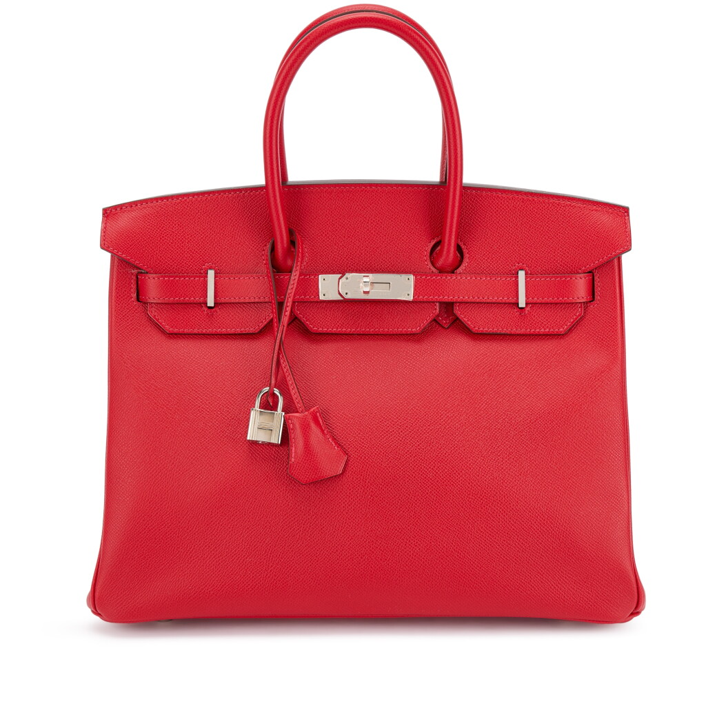 View full screen - View 1 of Lot 617. Rouge Casaque Epsom Birkin 35 Palladium Hardware, 2013.