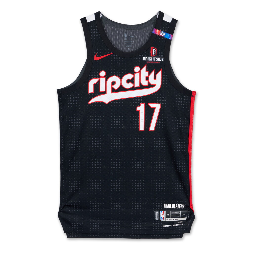 View full screen - View 1 of Lot 145. Shaedon Sharpe Portland Trail Blazers 2024-2025 Game Worn City Edition Jersey.